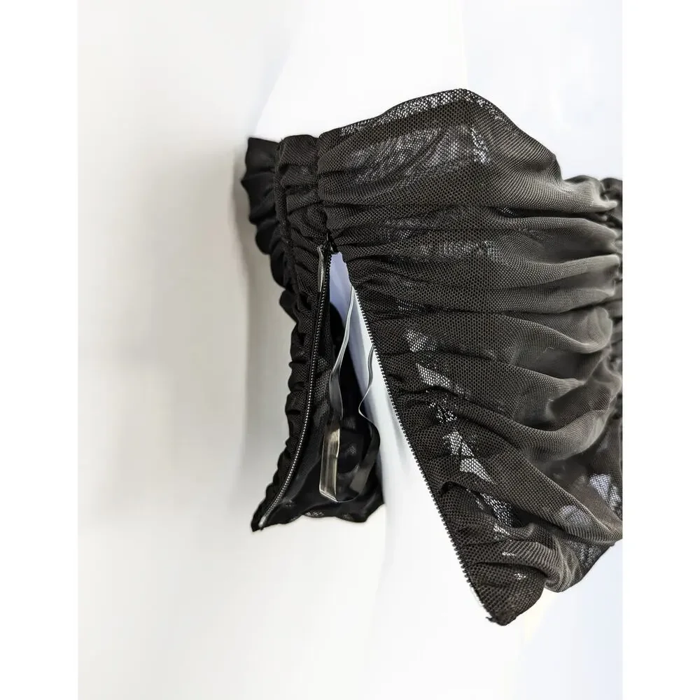 Black Strapless Bustier Corset Tulle Crop Top Nocturne - Picture 7 of 12